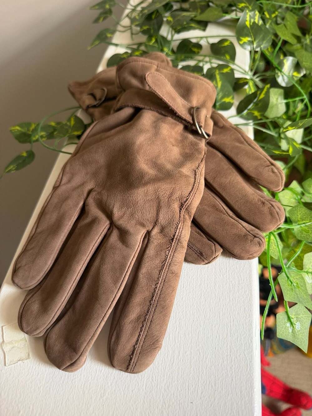 Thinsulate Genuine Leather Suede Winter Gloves Brown Size L